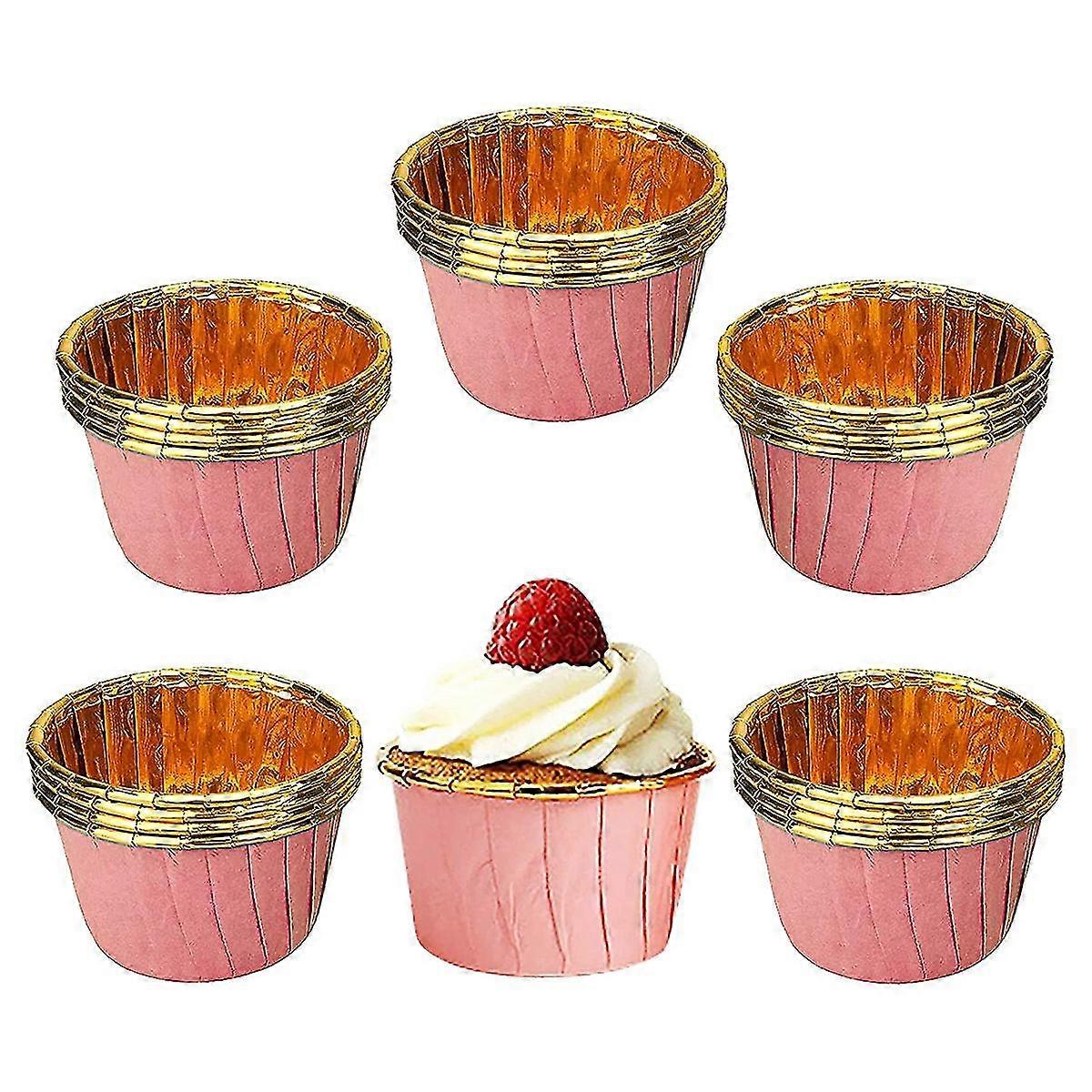 100 pcs cupcake cases,cake muffin liners,foil baking cups paper(pink)