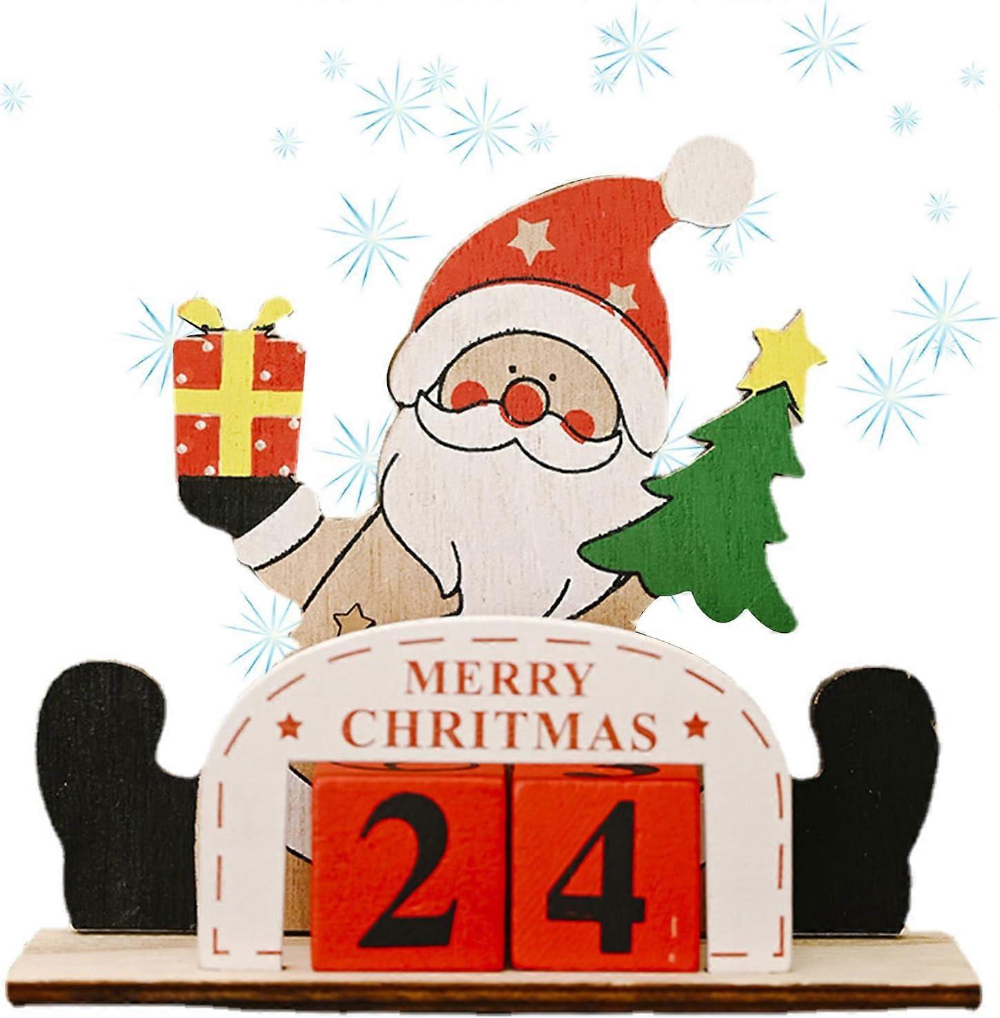 2024 Christmas Calendar with Wooden Numbers and Date, Table Calendar for Indoor Christmas Decorations, Party-A