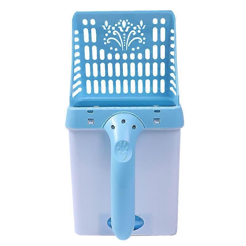 Integrated cleaning kit for plastic litter scoop (blue)