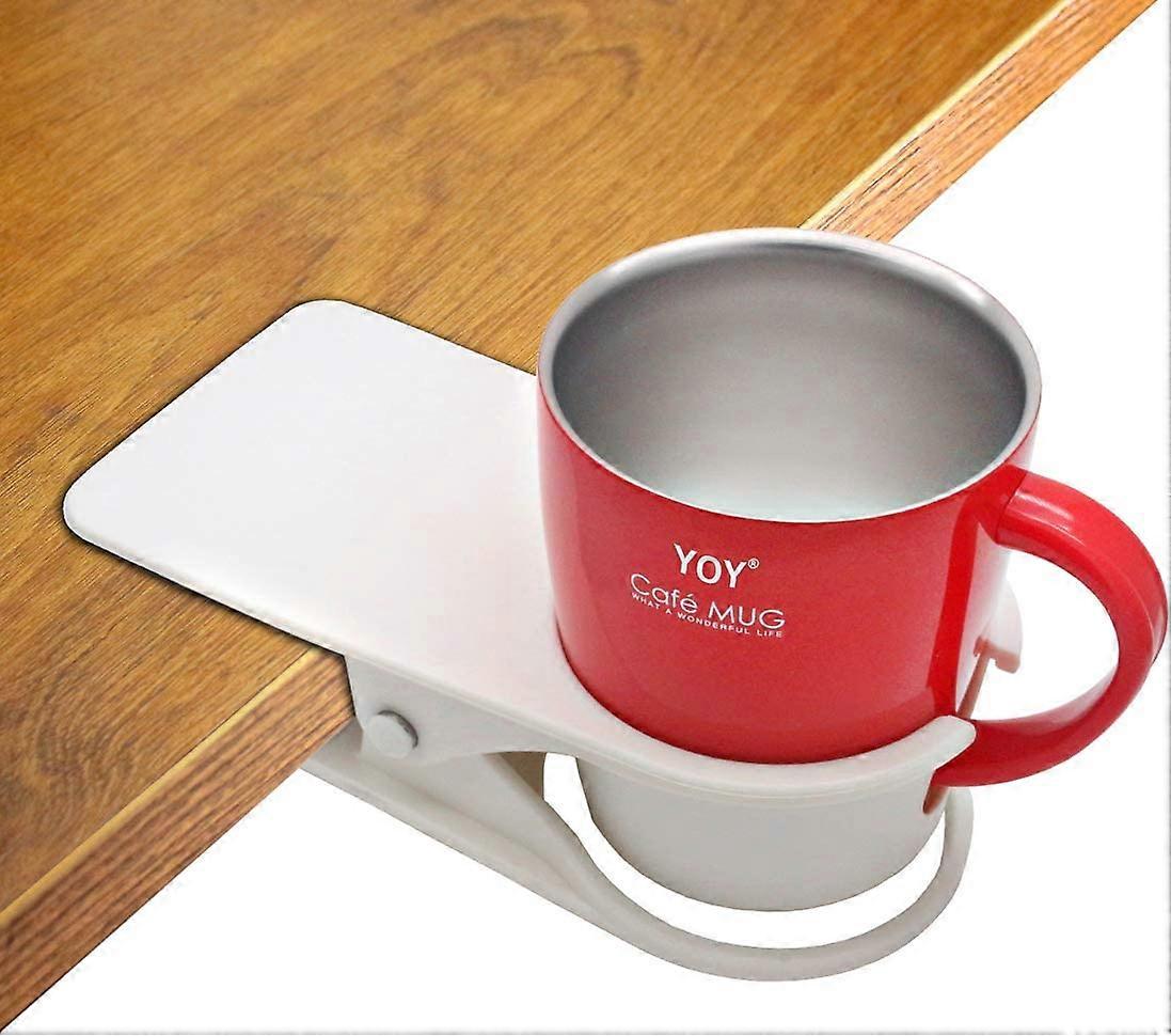 Clip-on Drink Bottle Cup Holder for Table DeskWhite