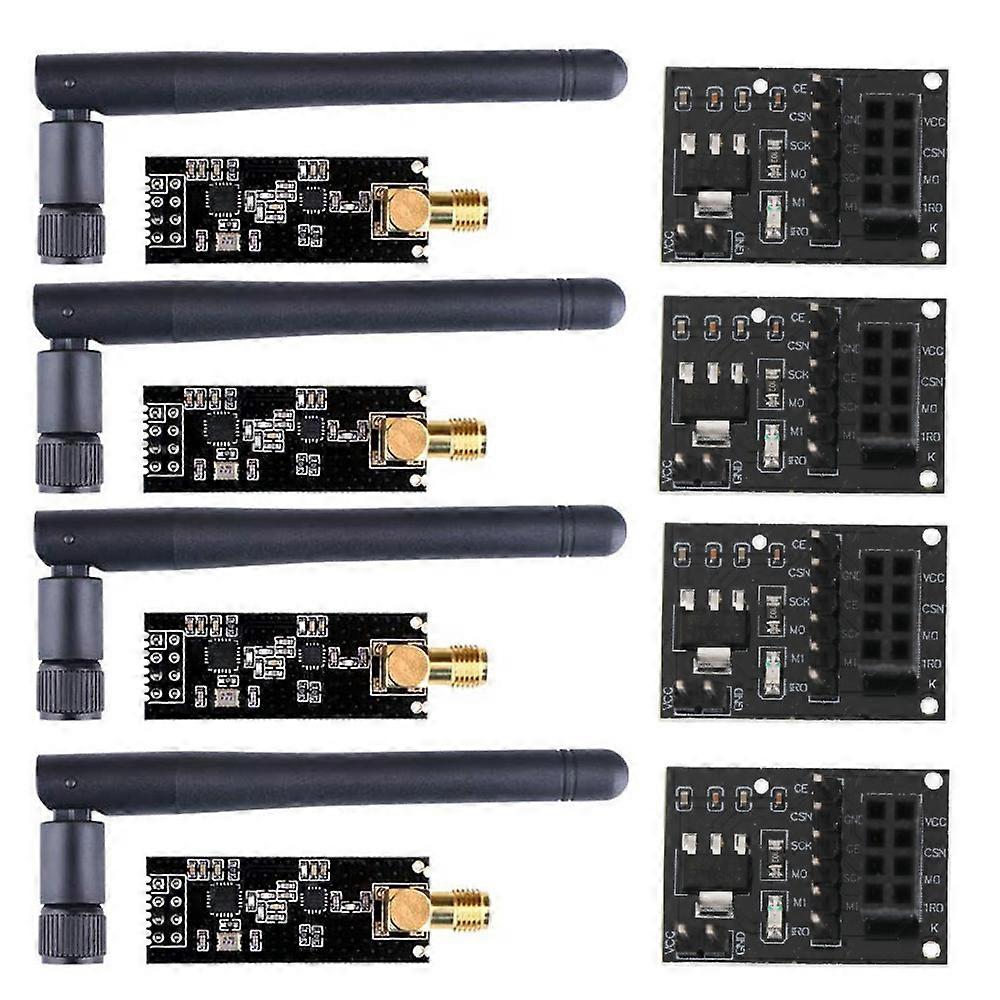 4Pcs NRF24L01+PA+LNA Wireless Module with Antenna 1100 Meters Long Distance with NRF24L01 Wireless Module Adapter 3.3V