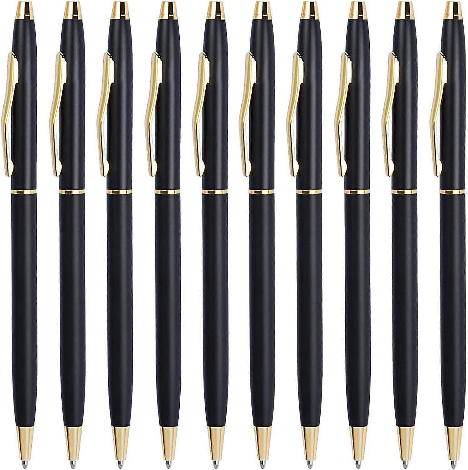 Paquet de 10 stylos bille rechargeables - Stylos dcriture lisses avec pointe moyenne de 1,0 mm - Stylo de travail poigne - Idal pour la rdaction de journaux, le bureau et lcole