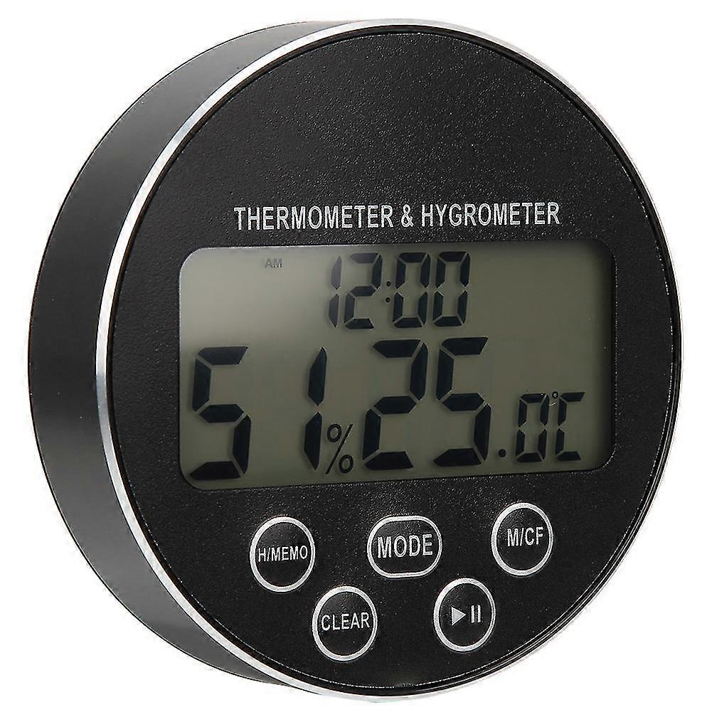 Multifunctional Kitchen Digital Timer Thermometer Hygrometer Black For Household Use