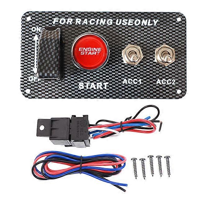 Car Accessory LED Toggle Ignition Switch Panel Engine Start Push Button Set Universal for 12V Power Racing Car