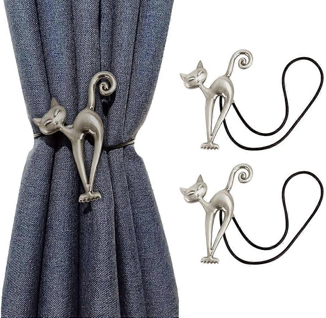 Set of 2 Magnetic Curtain Tiebacks - Creative Cat Design, Perfect for Home Dcor, Strong Hold for Drapes and Sheer Panels