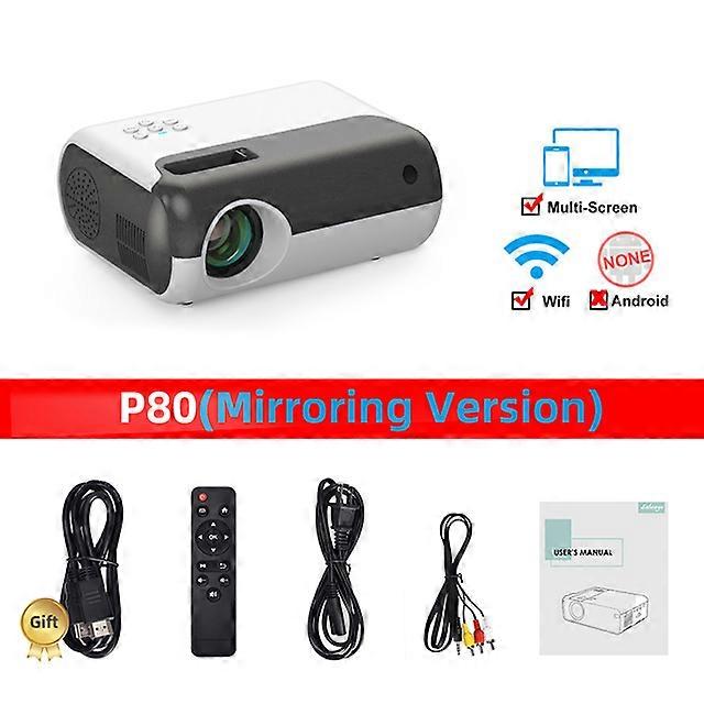 Redkid Projecteur LED P80 Support 1080p 4000 Lumens Mini Projecteur WiFi Miracast Video Beamer Home
