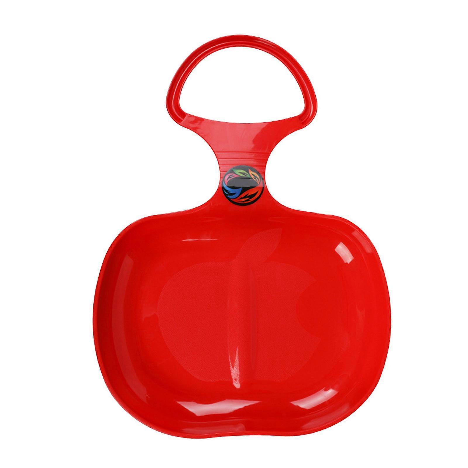 لوح التزلج المحمول الأحمر البلاستيك للتزلج على الجليد في فصل الشتاء مع مقبض كبير للأطفال البالغين الثلج العشب والرمل