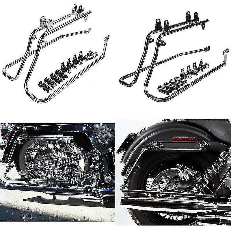 Hard Saddle Bags Saddlebags Fit For Harley Softail 84-17 W/Conversion Brackets