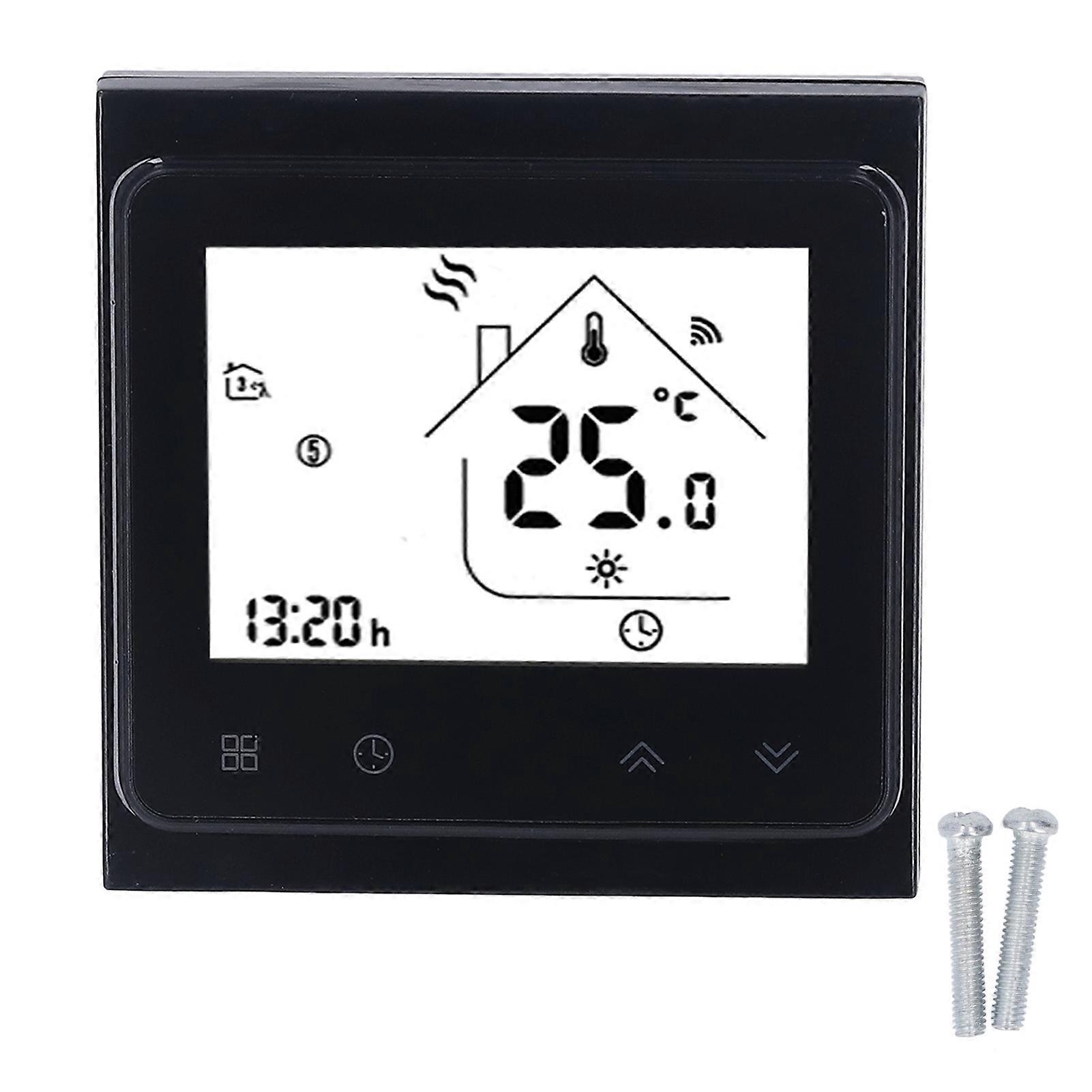 Wifi Boiler Water Heating Thermostat LCD Touch Screen Digital Thermostat Passive Output Temperature Controller 95240V Black