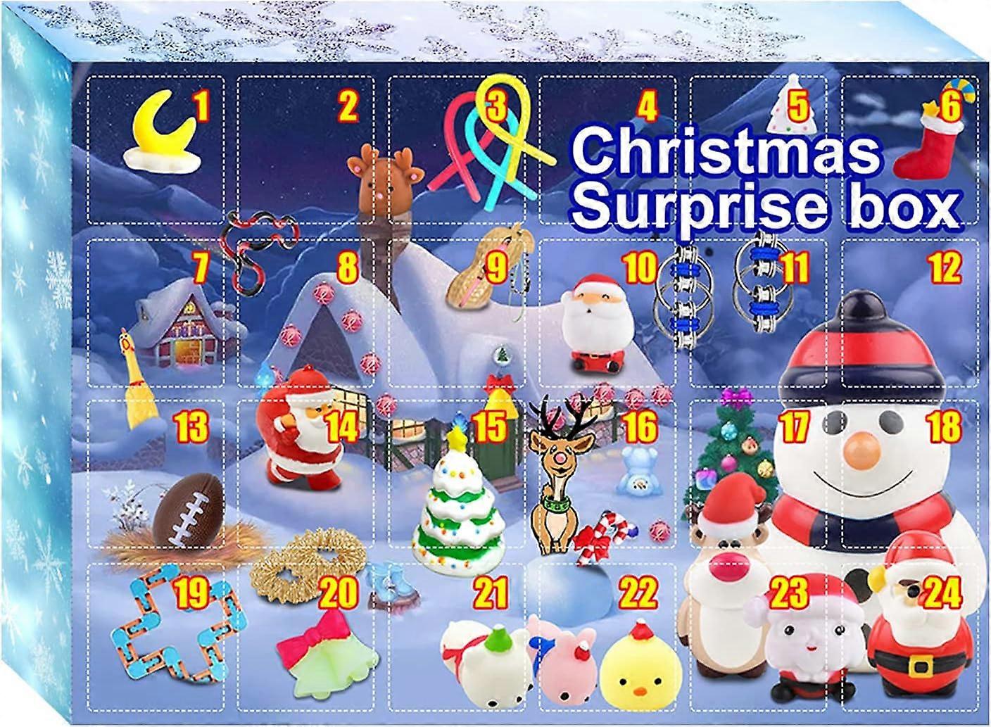 24 delar sensoriska Fidget Adventskalendrar 2022 Toy Pop Set, Ati-Anxiety Kids Fidget Push Pop Bubble Toy Box