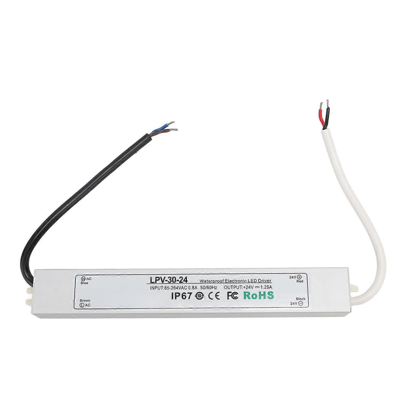 LED Driver IP67 Waterproof 24V Low Voltage Output Power Supply Transformer Adapter for Lamp Security Camera 85264V LPV 30W 24V 1.25A