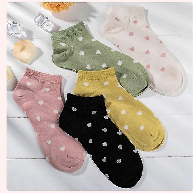 5 Pairs Pack of Women's Short Socks - Socks with Stripes and Dots for Women and Girls - Patterned Low Cut Socks