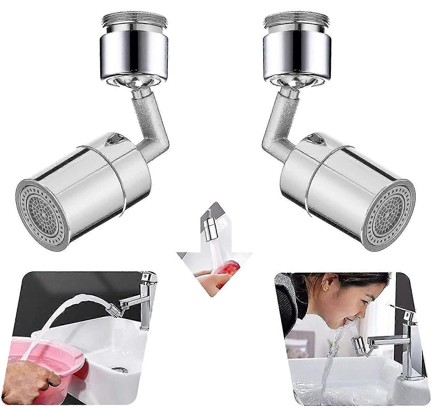 Universal Splash Filter Faucet 720 Rotatable Sprayer Head Extender Basin Lengthen Extender 4-layer Net Filter, Leakproof Design With Double O-ring (ap