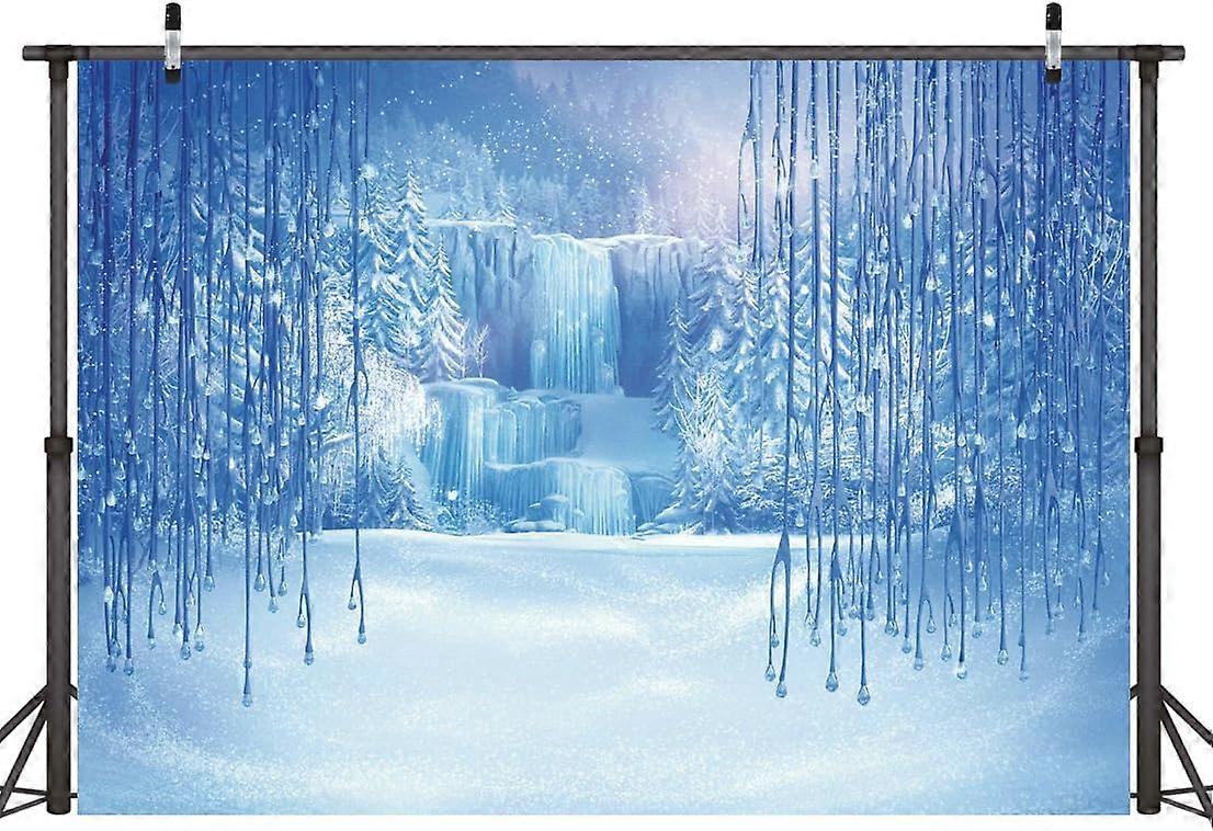 7x5FT Winter Wonderland Backdrop Winter Frozen Snow Ice Crystal Pendant World Backdrops Winter Snow Photo Backdrop Photography Background