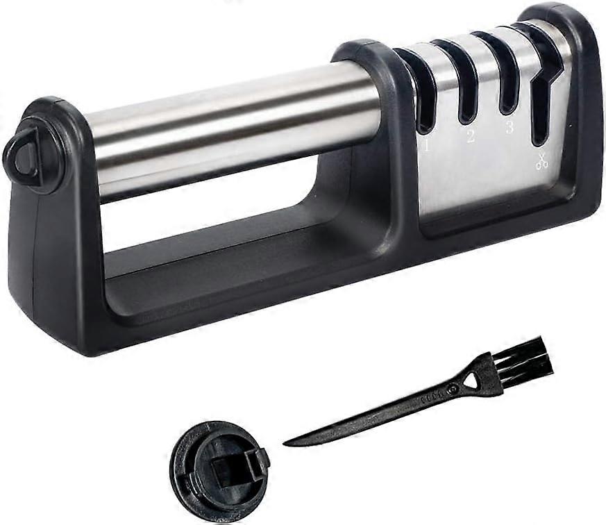 4-in-1 3-Stage Professional Chef Kitchen Knife Sharpener and Scissor Sharpener, Tungsten, Diamond an