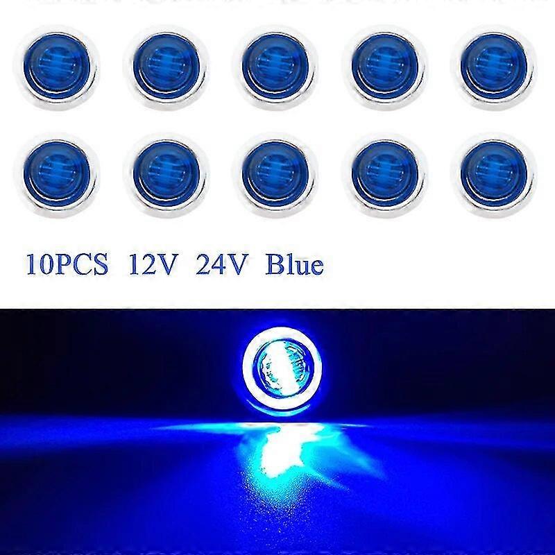 10x 24v 12v Round White Marine Boat Transom Led Stern Light Led Tail Lamp Waterproof Ip67 Side Marker Courtesy Lights Blue