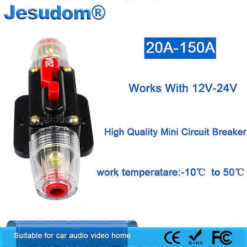 20A 30A 40A 50A 60A 80A 100A Car Truck Audio Resettable Fuse Circuit Breaker 12V 24V DC
