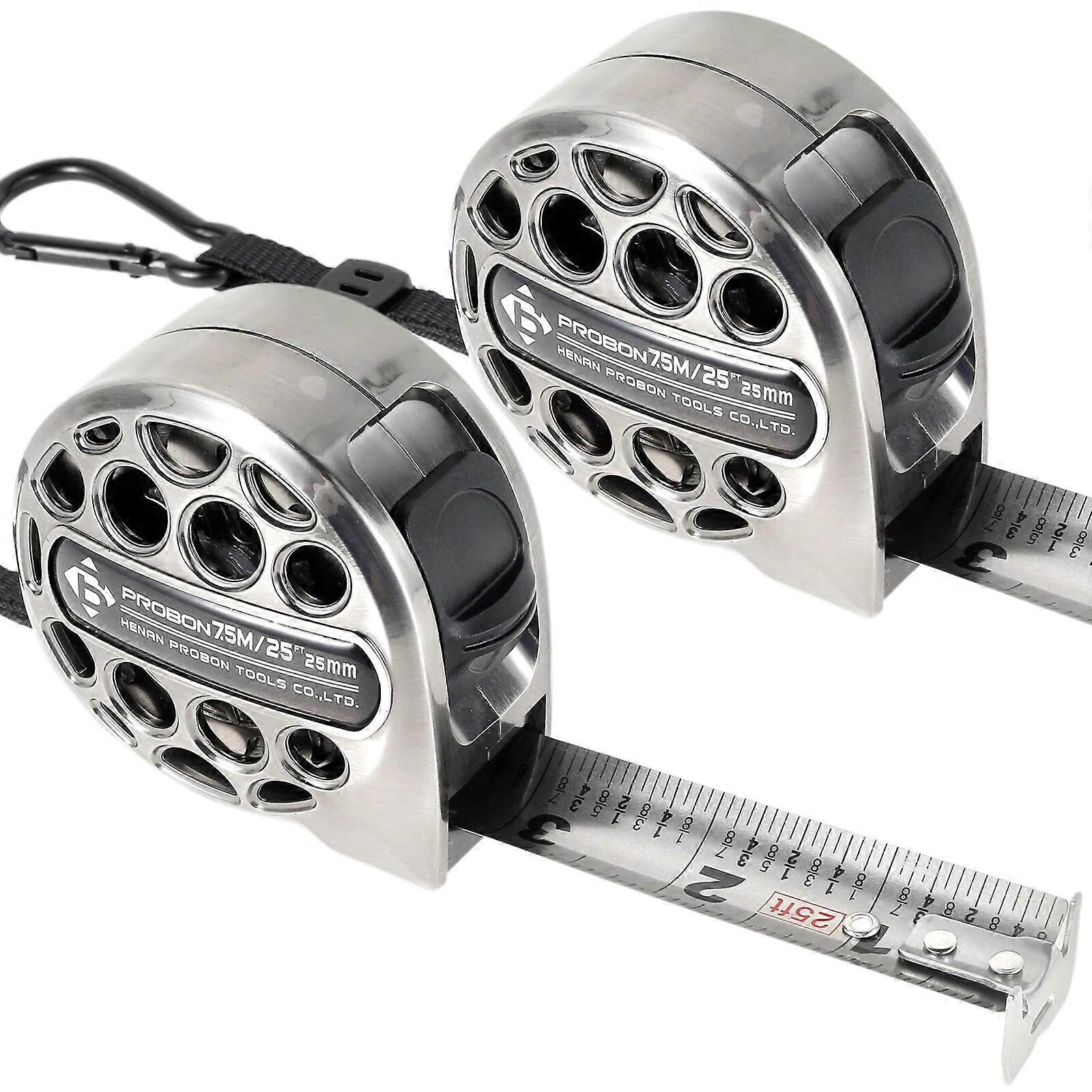 2Pcs 7.5M/25FT Retractable Tape Measure Stainless Steel Double-Sided Measuring Tape Waterproof Portable Measure Ruler Hollow