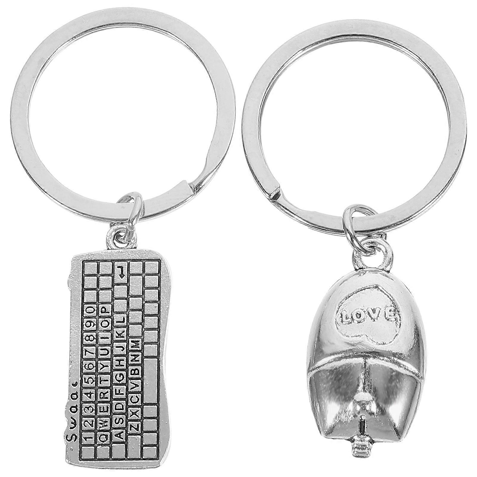 2Pcs Hanging Keyboard Mouse Keychain Keyboard Mouse Hanging Charm Wallet Keychain
