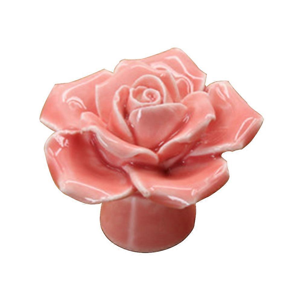 Rose Flower Ceramic Door Knobs Drawer Pulls Cupboard Door Handles with Screw QinHai
