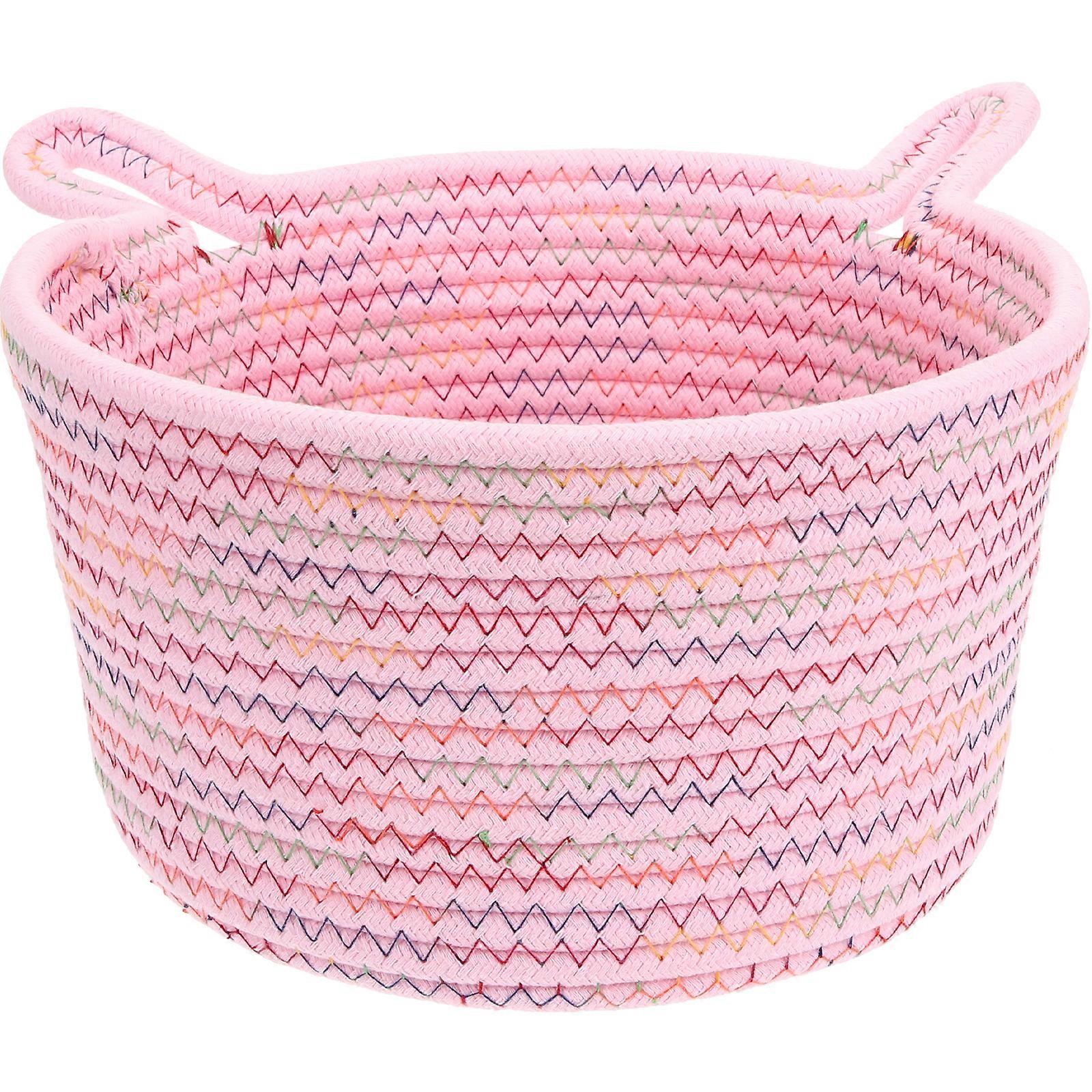 Desktop Organizer Handle Design Woven Sundries Holder Portable Storage Basket