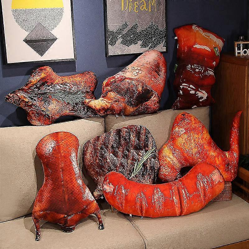 3d lifelike pluș alimentare pernă umplute Friptură de pui cârnați friptură friptură de vită jucărie soft pernă Creative Cadou Restaurant decorare