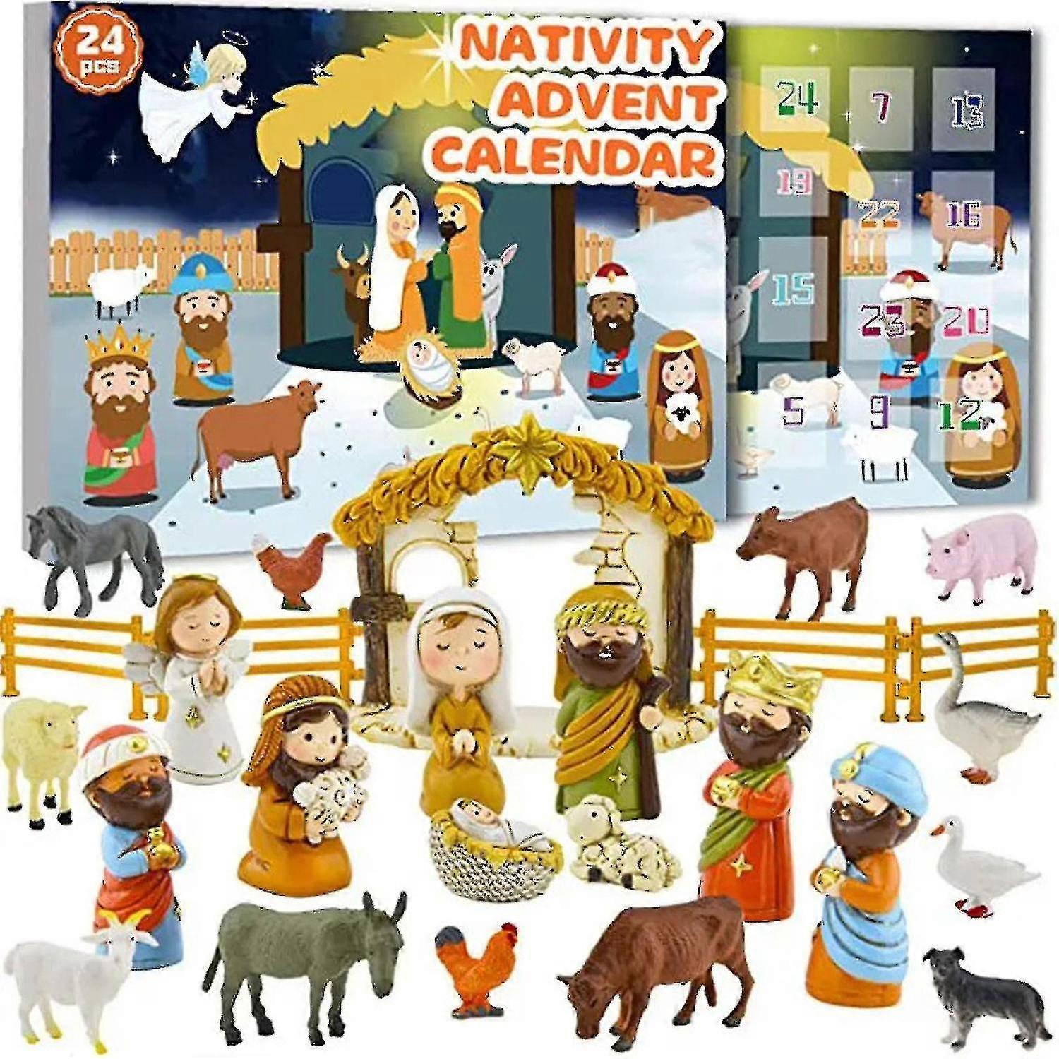 Nativity Advent Calendar 2023 Kids - Full Nativity Scene With 25 Figurines