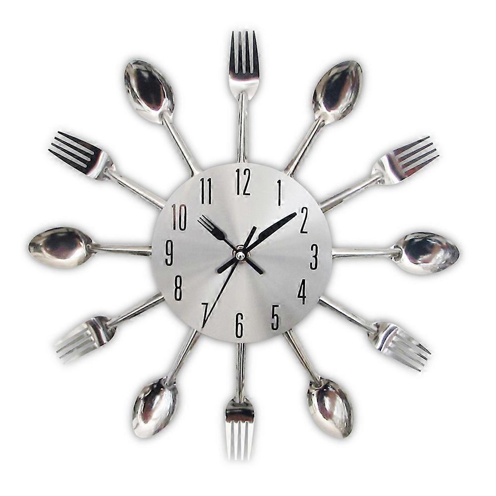 Couverts modernes Couteau Fourchette Cuillères Horloge murale à quartz Analogique Bureau à domicile Décoration JIKAIX
