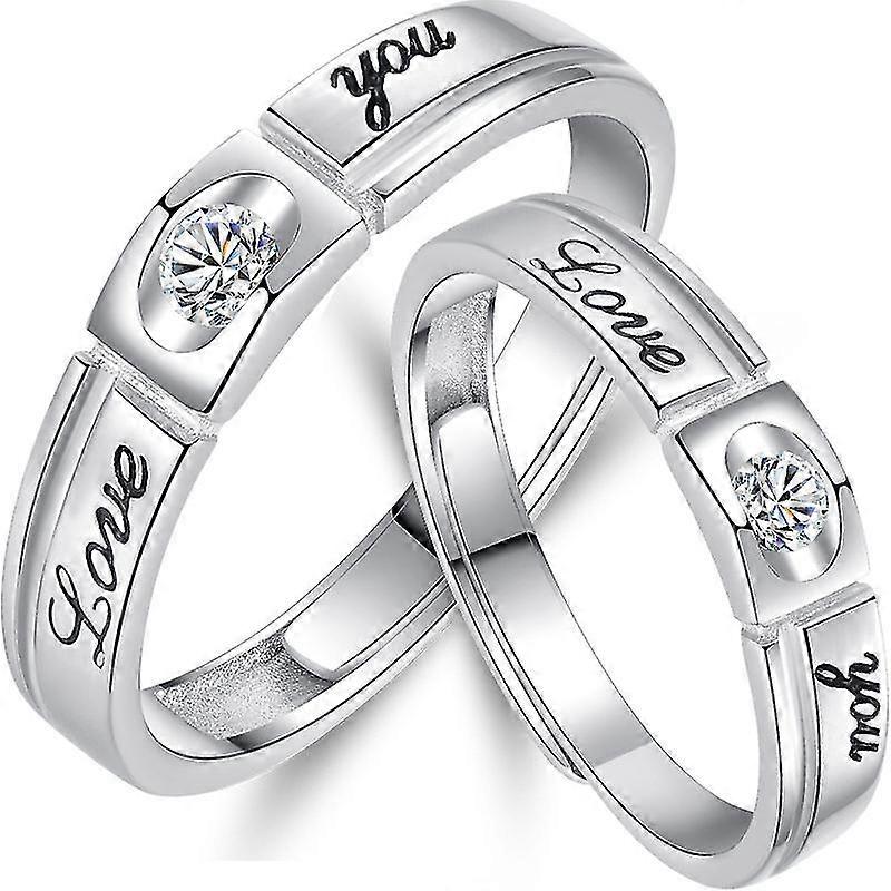 2-pack Solid White Copper Couples Ring Promise Wedding Ring Set