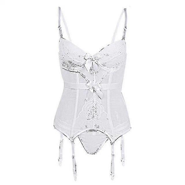 Plus size fűző fehérnemű csipke virágos átlátszó párnázott csésze fűzők pántok fehérnemű bowknot fűző melltartók harisnyatartóval A