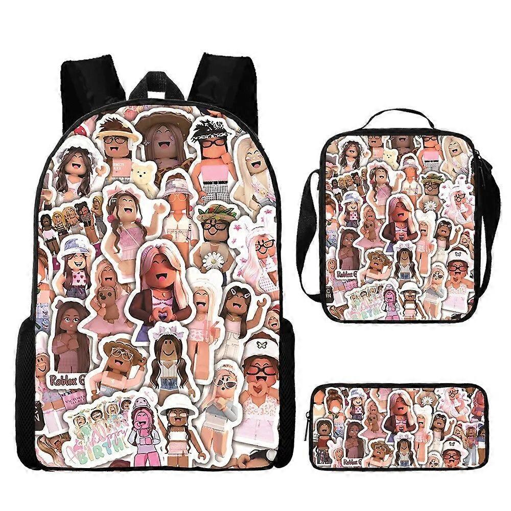 Set in tre pezzi intorno a ROBLOX Studenti delle scuole primarie e secondarie Borsa a tracolla Borsa a tracolla Borsa a matita Zaino per bambini 3 ...