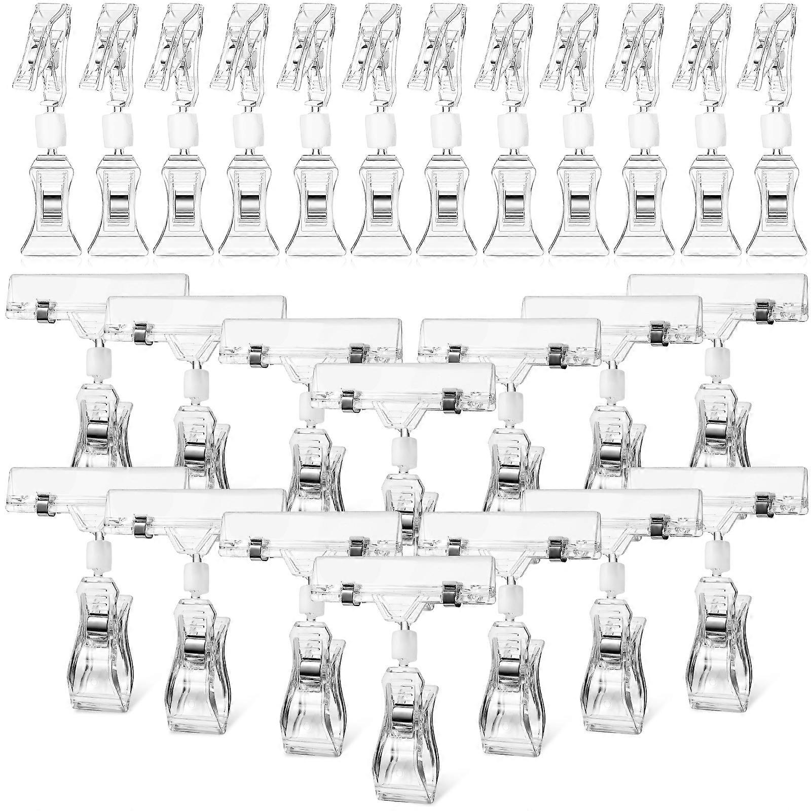40pcs Sign Clips Rotatable Sign Holders Clear Displaying Clips Price Sign Holders for Stores