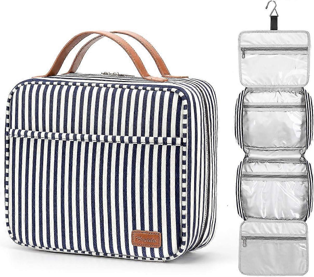 شنقا حقيبة مستحضرات التجميل السفر، سعة كبيرة حقيبة مستحضرات التجميل للماء ماكياج المنظم مع 4 مقصورات و 1 خطاف قوي للنساء / الرجال،