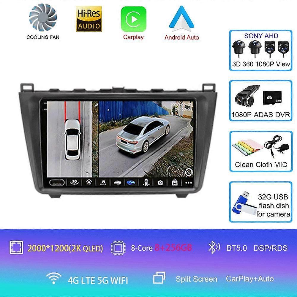 Autoradio Android 14 für Mazda 6 Ii Gh 2007-2012 Wireless Carplay Auto Multimedia Player Navigation Stereo 2din Autoradio