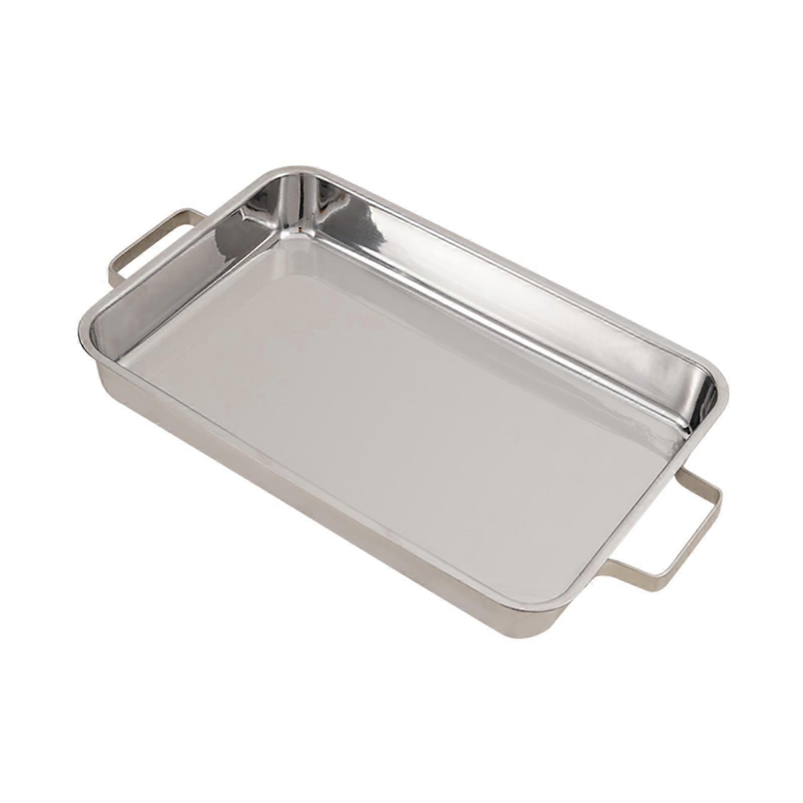 Fiskestekebrett i rustfritt stål Solid grillplate for kjøttmatlaging Lasagne Silver S