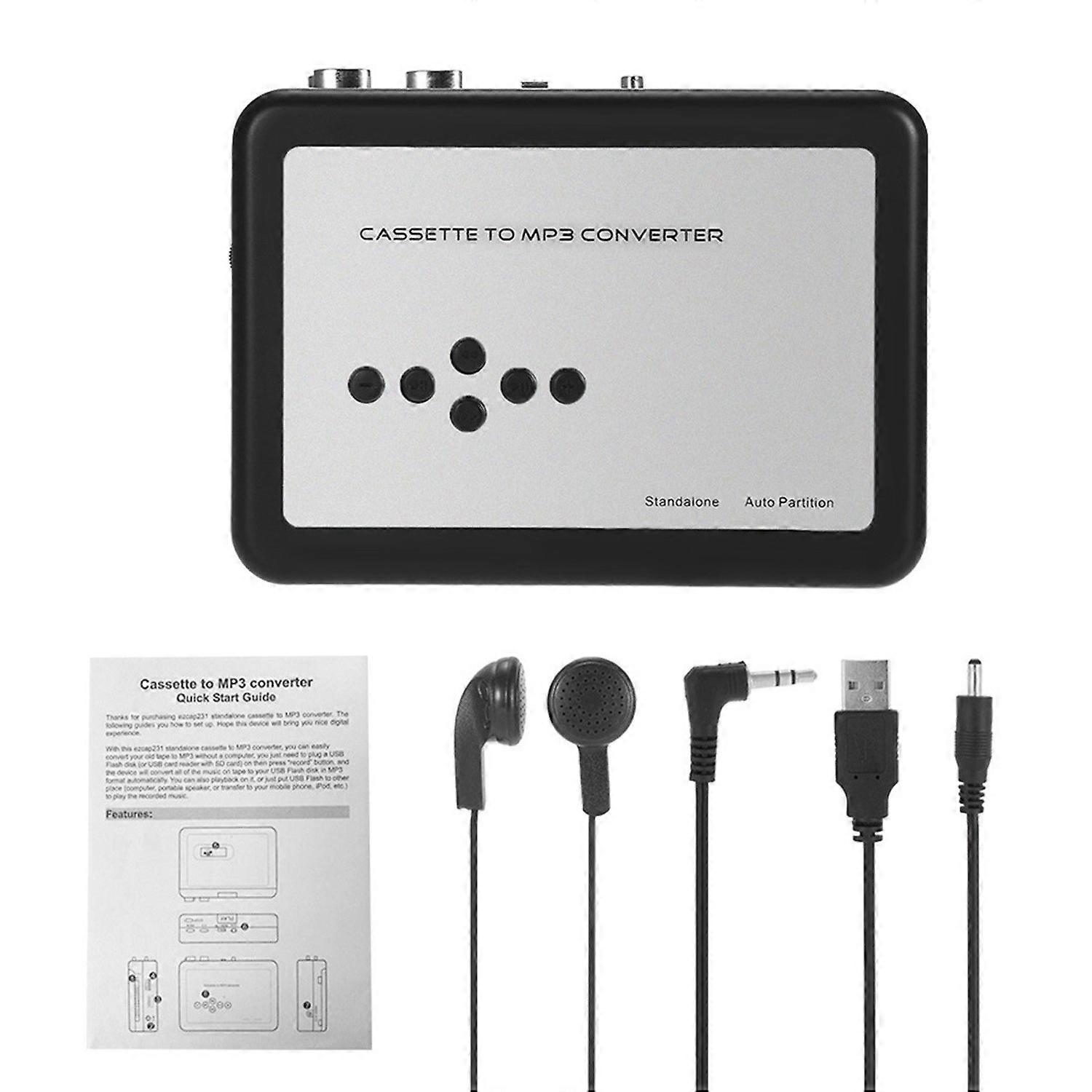 Convertisseur de cassette EZCAP231 de type A Cassette en MP3 Enregistrement sur disque flash USB Partition automatique autonome