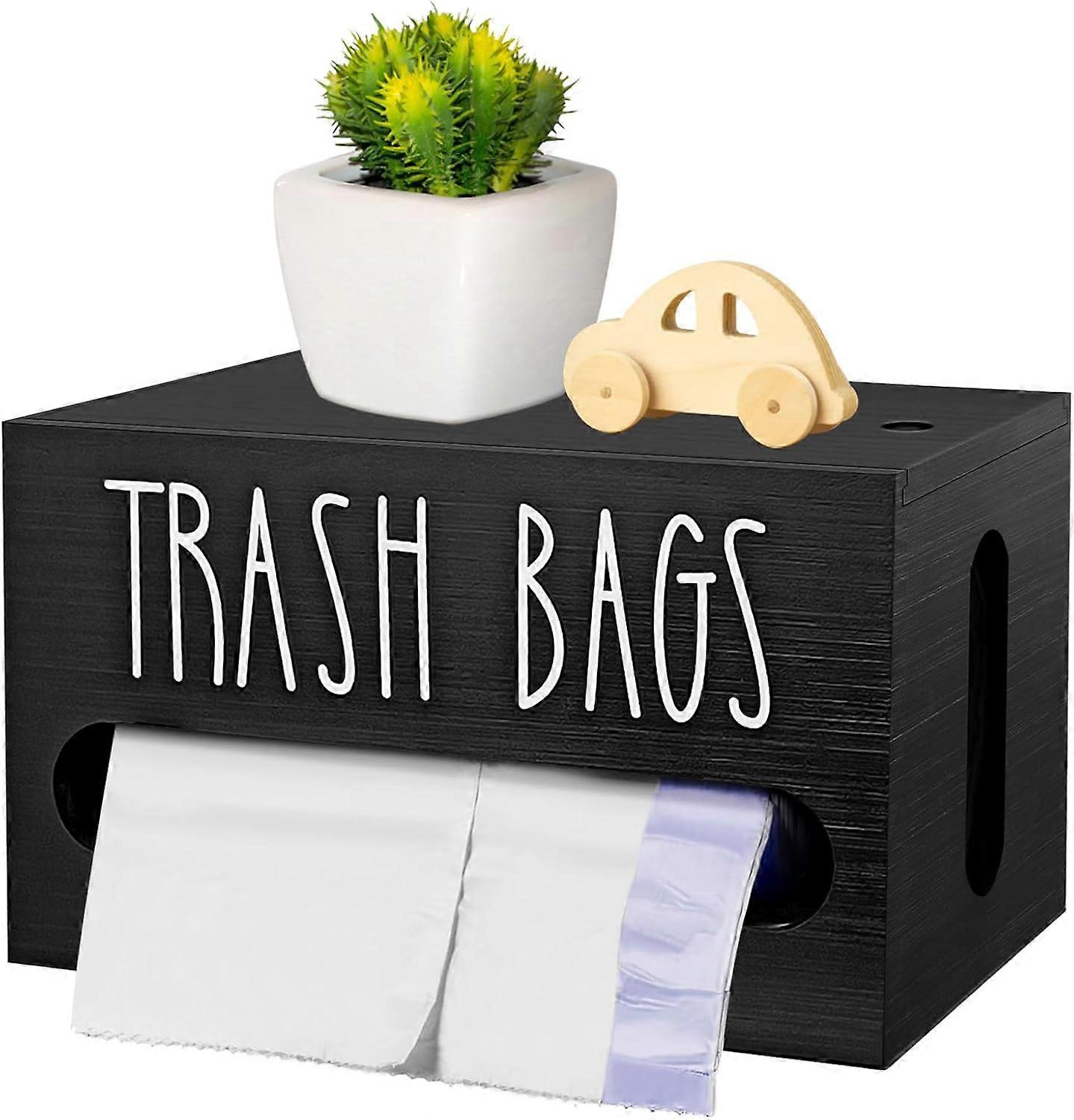 Wooden Trash Bag Dispenser Holder for Kitchen Countertop, Stylish and Functional Waste Bag Storage, Natural Material, Compact Design