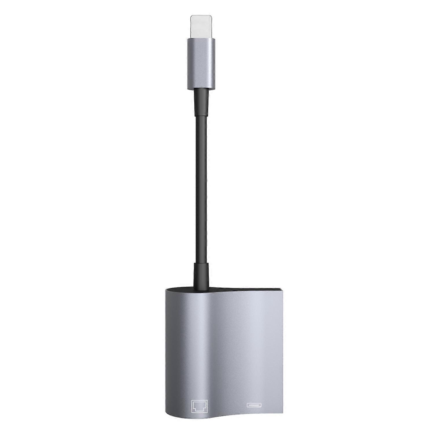 Lightning-Interface to RJ45 Ethernet Adapter 2 in 1 LAN Network Adapter Support 10/100Mbps