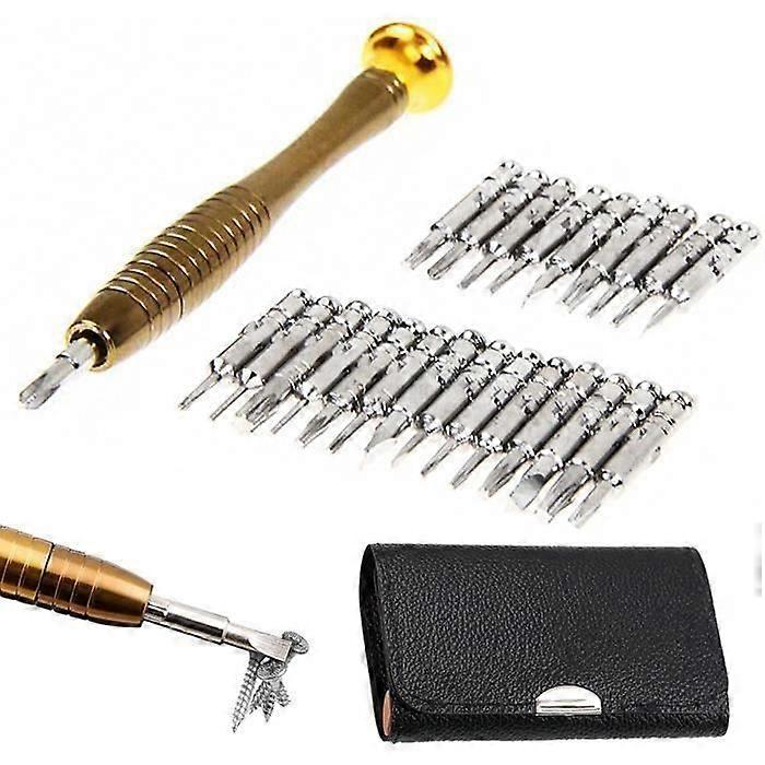 HAOPYOU 25PCS Precision Screwdriver Set Leather Case Repair Kit for PC Clock Computer