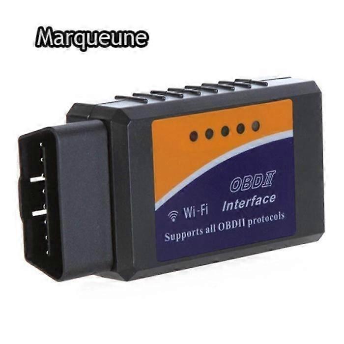 OBD WiFi OBD2 Mini Wireless Adapter Vehicle Fault Code Scanner Tools - Connect via WiFi to Phone Marqueune(black)