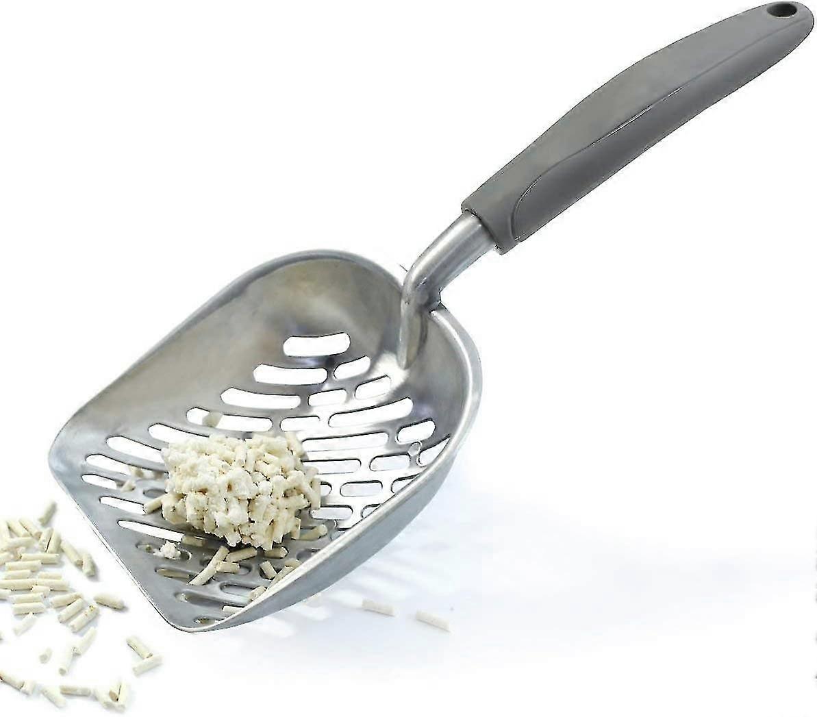Litter Scoop, Durable Metal Litter Scoop, Strainer With Deep Scoop And Ergonomic Handle, Made Of Solid Aluminum, Jumbo Size,9408