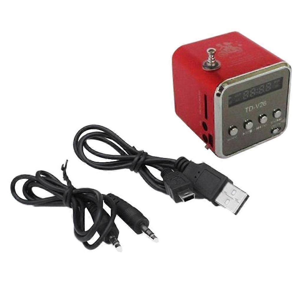 TD-V26 Digital Portable Mini Fm Radio Receiver LED Loudspeaker Wireless Speaker MP3 Support SD/TF C