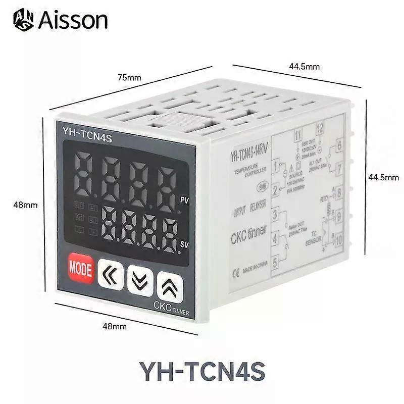 Fsw YH-TCN4 PID Dual Output SSR Relay Temperature Controller Digital Display Adjustment High Precision 100-240VAC 0-400 K/J/T/CU50