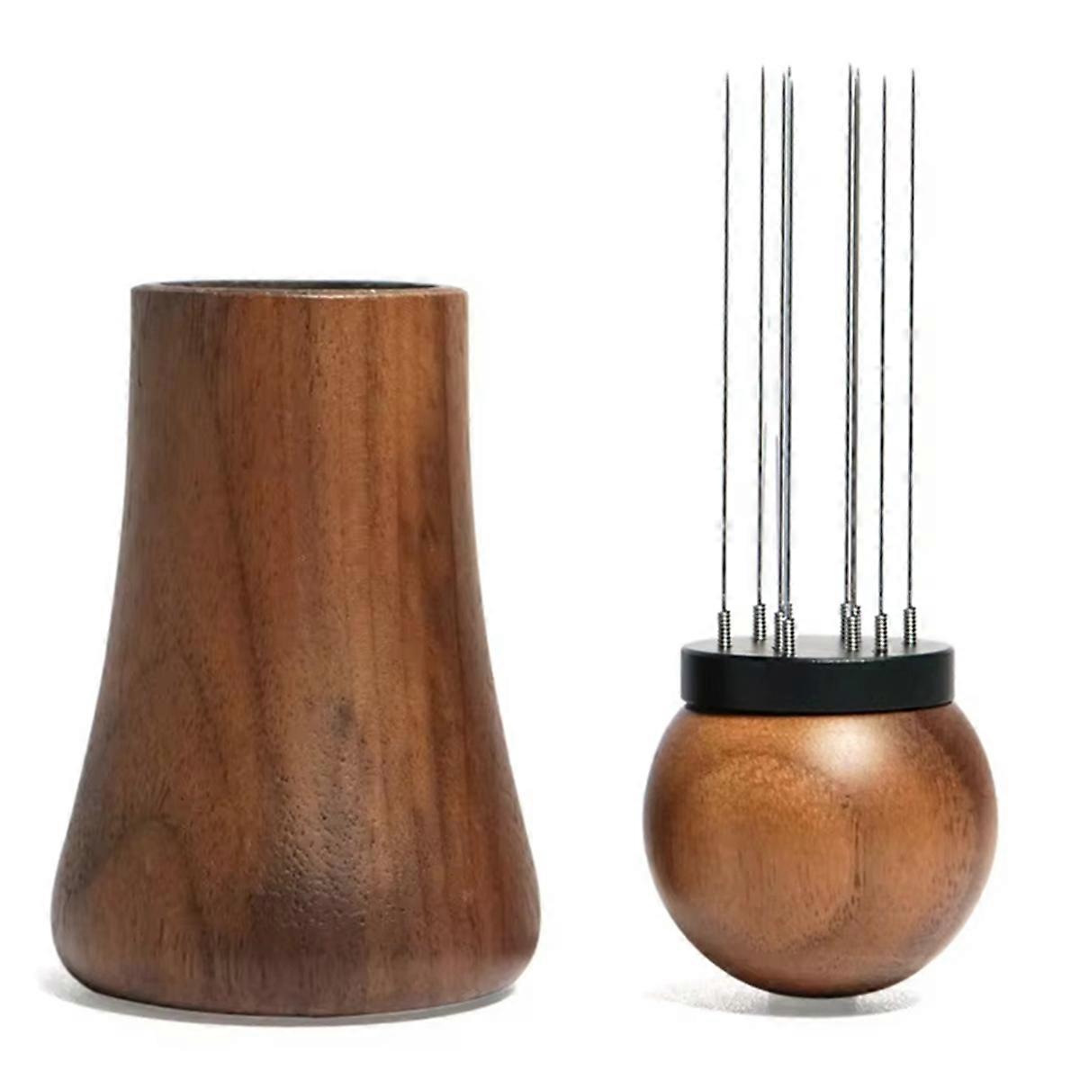 Espresso Coffee Stirrer Needles 0.4mm Espresso Distribution Tools Natural Wood Handle and Stand A