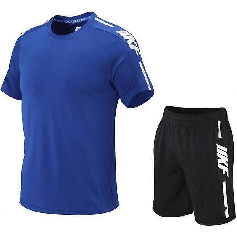 Men's 2 Piece Sportswear Set Summer Breathable Quick Dry T-Shirt and Shorts for Fitness Running