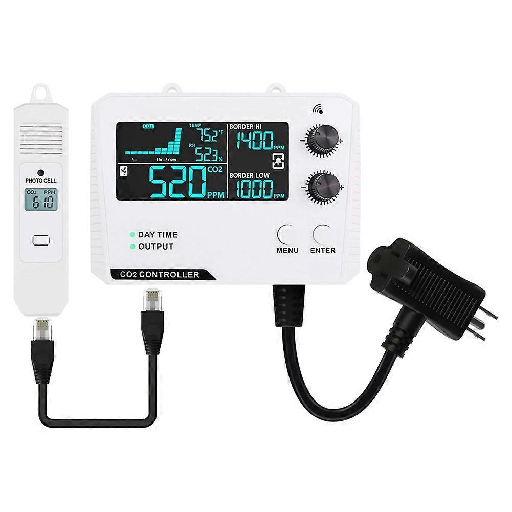 Carbon Dioxide Controller Single Channel Split Probe CO2 Monitor CO2 Pressure Reducer Valve for Greenhouse US Plug A