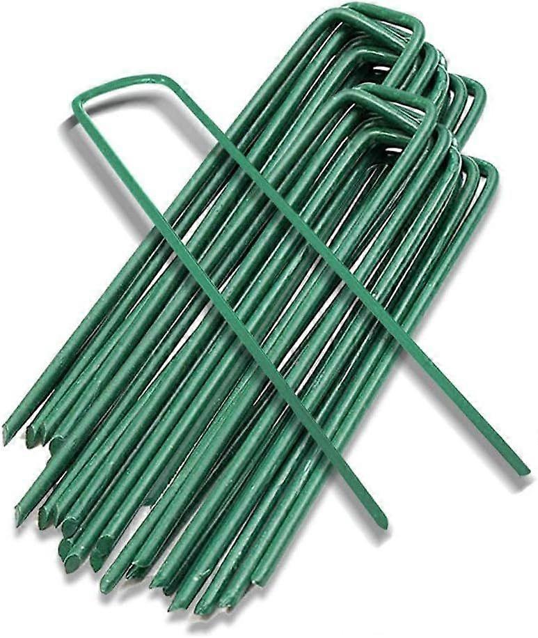 Garden Stakes Peg Fixing Tent Ground Peg Gardening Staples for Fixing Canvas Mulching Fence Barrier Anti-Net Camping Artificial Grass,20pc,Green,15x3