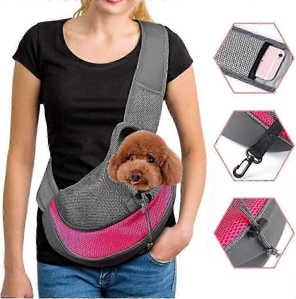 حقيبة حاملة للحيوانات الأليفة للكلاب القطط حر اليدين للسفر في الهواء الطلق حقيبة الكتف (الحيوانات الأليفة أقل من 4.1 كجم) وردي