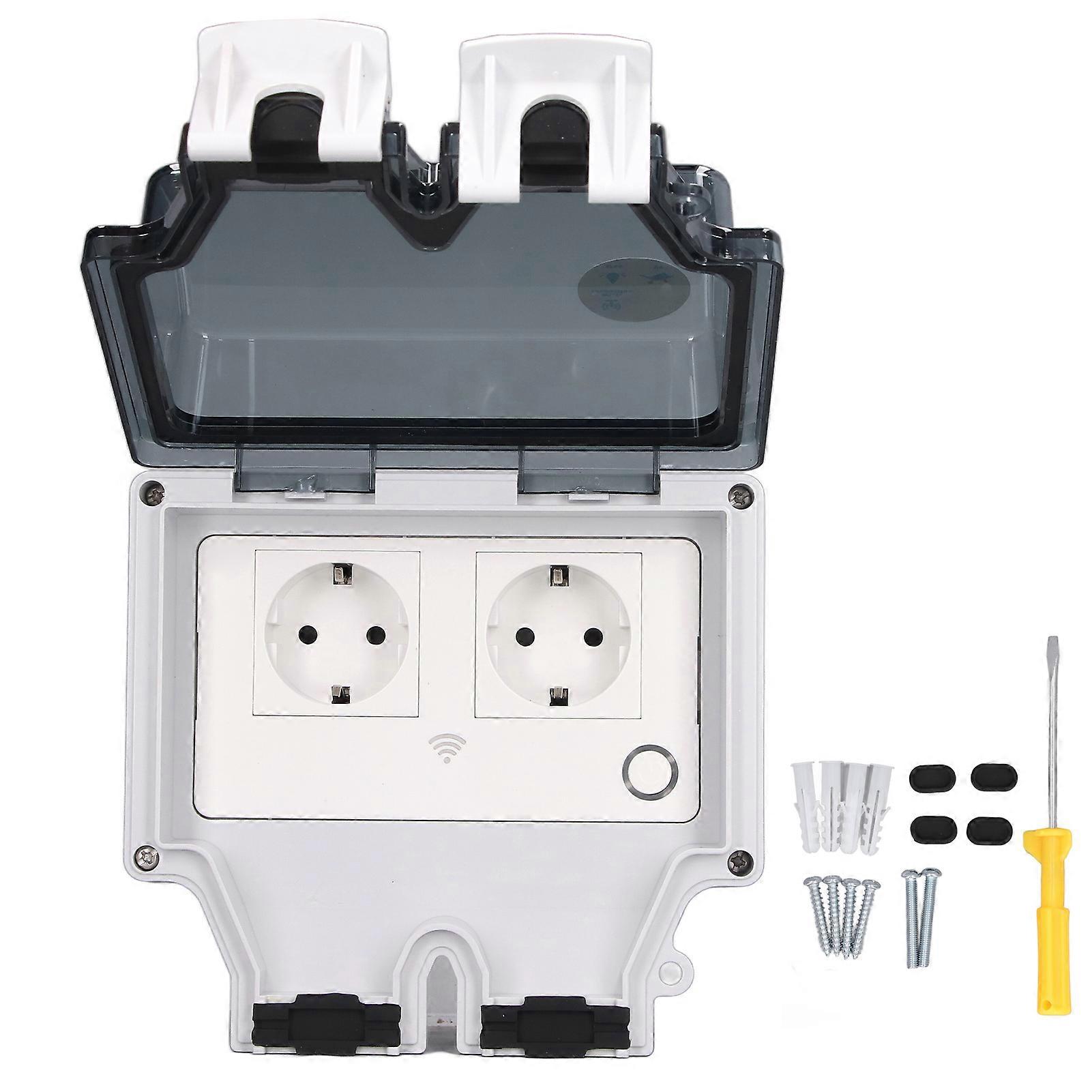 Waterproof Power Socket Outdoor IP66 Rainproof Wall Electrical Wifi Smart Plug Type 86 16A EU Plug 110‑250V