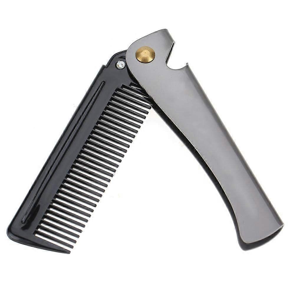 Folding Beard Comb, Foldable Comb for Men, Stainless Steel Beard Comb, Foldable Round Comb, Stainless Steel Teeth Comb, Folding Bag, Mustache Shape Co